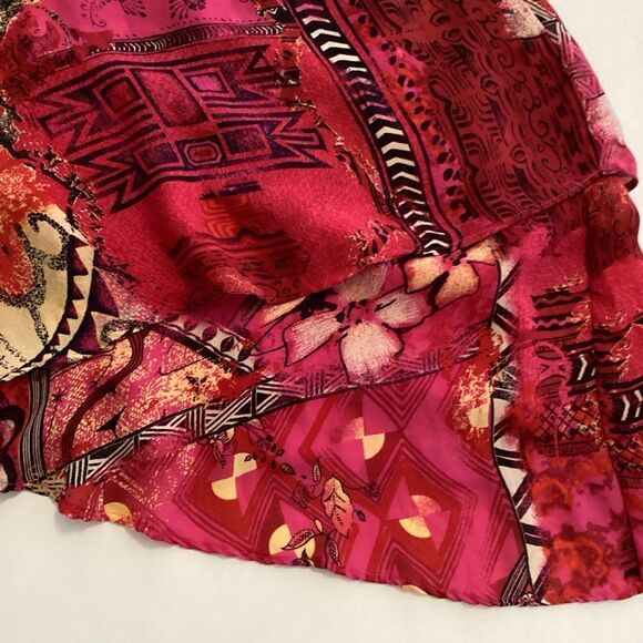 Chicos Whimsical Hawaiian print Silk Floaty A Line Skirt Size 8 - Picture 13 of 13